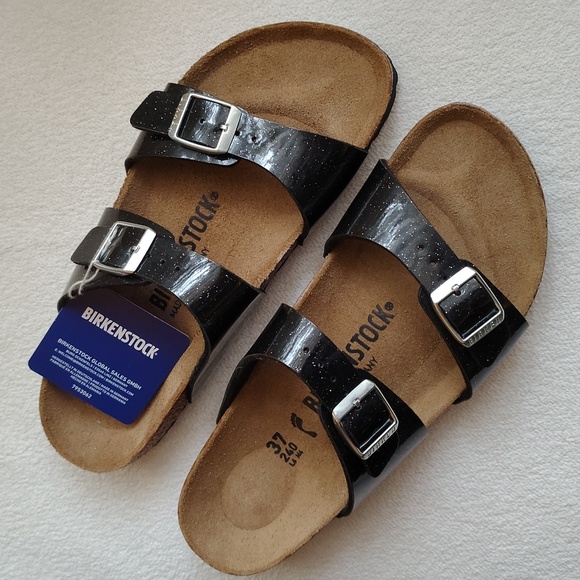 Birkenstock Shoes - NEW Birkenstock Sidney Glitter Speckled Double-Buckle Slide Sandals. S 6-6.5